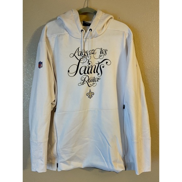 Men's 2XL NWOT New Orleans Saints Nike‎ Sideline Local Lockup Hoodie White